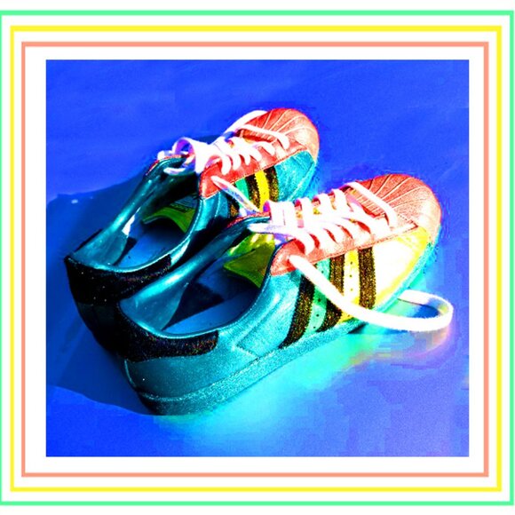 One Of A Kind Adidas Originals Leather Athletic Metallic Glitter Shoes/Sneakers